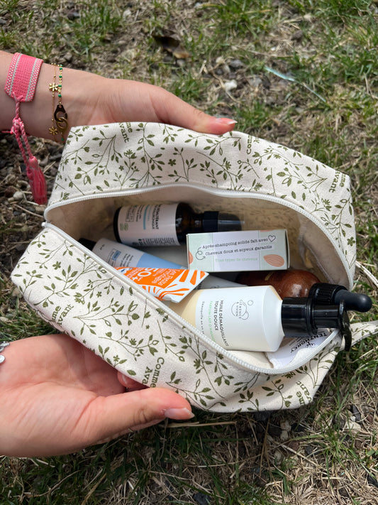 Trousse de Toilette Fleurie en coton bio - Flora & Sens